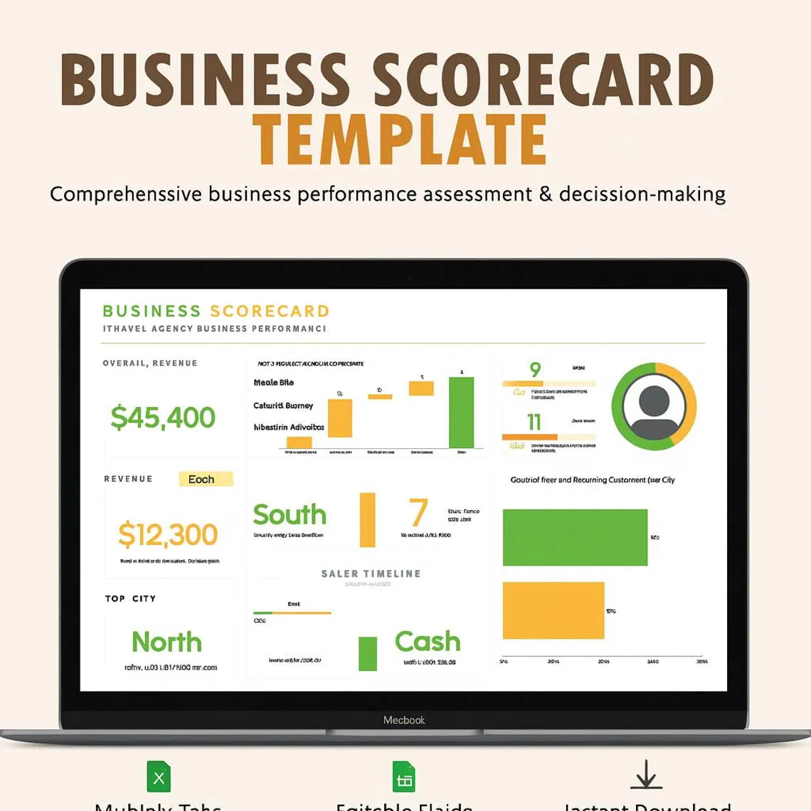 Business Scorecard Template | Balanced Scorecard KPI Dashboard (Excel & Google Sheets)